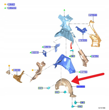 NADKOLE LEWY TYŁ FORD FOCUS HATCHBACK SEDAN 2018- 2207656 _ JX7B-A278B51-AB