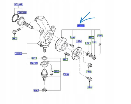 Łożysko piasta koła przedniego - Ford Transit Mk6_1377907_6C11-1K018-AA