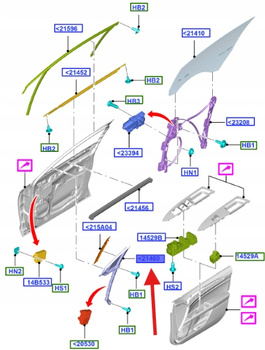KANAŁ SZYBY PRAWA PRZEDNIA MONDEO MK5 2014- 2022 2604426 _ DS73-F21400-BB