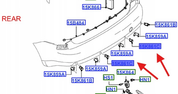 KOSZYK CZUJNIKA PARKOWANIA TYŁ FORD FOCUS KUGA 4489180 _ 1X43-15K870-AA