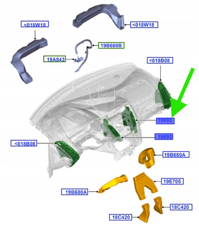 KRATKA NAWIEWU ŚRODKOWA LEWA FORD OE FCOUS 2011-2015 BM51-A014L21-AG3JA6