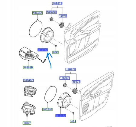 GŁOŚNIK DRZWI PRZÓD TYŁ FORD S-MAX GALAXY MONDEO 07- 1527634 _ 6M2T-18808-AC