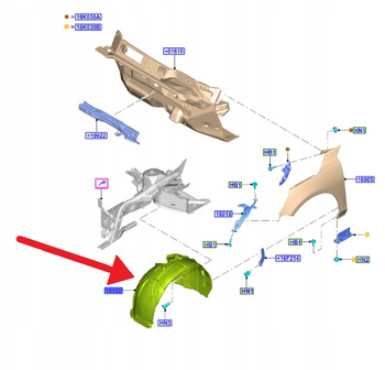 NADKOLE PRAWY PRZÓD FORD FOCUS 2018- OE 2444003 _ JX7B-16114-DB
