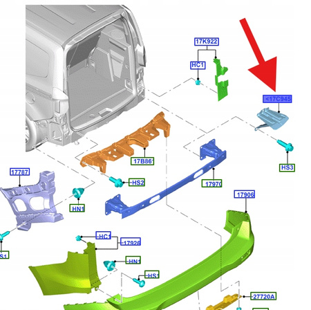 WZMOCNIENIE LEWE BELKI TYŁ FORD COURIER 2014- OE 1929299 _ ET76-17C945-AC