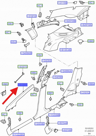 POSZYCIE SŁUPKA A LEWY PRZÓD FOCUS 2004- OE 1463756 _ 4M51-A03199-AJ34X1