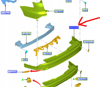 ZDERZAK TYŁ FORD FOCUS Mk3 2011-2018 KOMBI 1719100 _ BM51-17866-AC