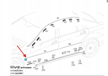 PRAWA LISTWA BŁOTNIKA CHROM MERCEDES CL W216 S klasa W221 OE A2216904080