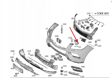 PRAWA ZAŚLEPKA SPRYSKIWACZA MERCEDES ML GLE W166 OE A1668600208