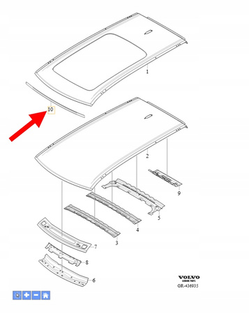 USZCZELKA DACHU PRZÓD VOLVO XC90 2016- XC60 2018- OEM/OE 32216220