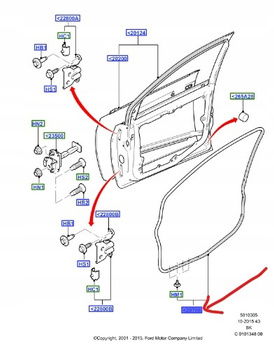 USZCZELKA DRZWI LEWY PRZÓD FORD FIESTA Mk6 2001-08_1482173_2S61-A20709-AL