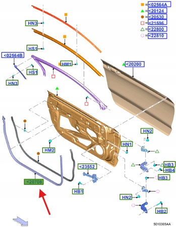 USZCZELKA NADWOZIA DRZWI FORD MUSTANG 15- 23- 2561393 _ FR3B-6320708-AC