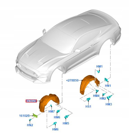 NADKOLE PRZEDNIE LEWE FORD MUSTANG Mk6 2017- 2217488 _ JR3B-16A563-AD