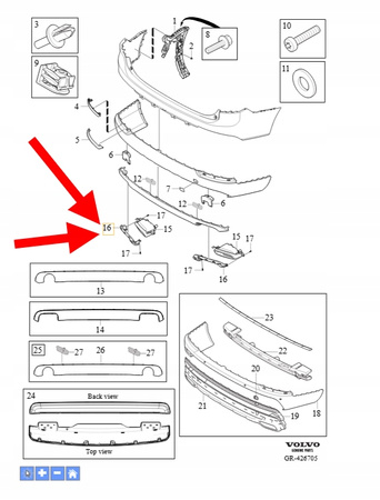 MOCOWANIE LEWE KOŃCÓWKI WYDECHU VOLVO XC90 2016-2021 OEM/OE 31353395