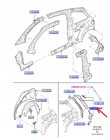 ELEMENT POSZYCIA PRAWY FORD FIESTA Mk6 2002-08 TYŁ _1227600 _  P2S51-B45108-AA  _ 