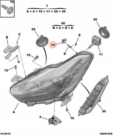 MOCOWANIE REFLEKTORA CITROEN DS5 OE 9672905880