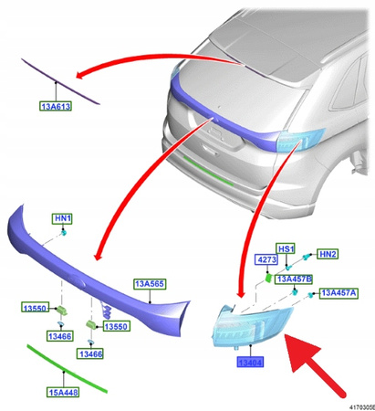 ŚWIATŁO LAMPA TYLNA PRAWA FORD EDGE 2018- OE 2281005 _ HT4B-13404-DD