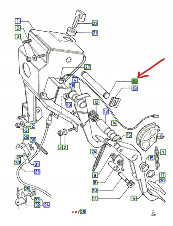 SWORZEŃ PEDAŁU SPRZĘGŁA HAMULCA FORD TRANSIT 3 4 _ 6156491 _ 86VB-2478-BC