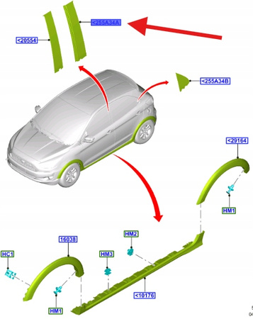 PRAWA LISTWA PIONOWA DRZWI TYŁ KA+ 2015- 2018 OE 1909229 _ E4B5-254A40-AB