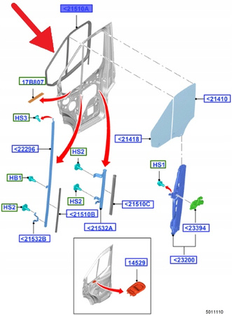 USZCZELKA SZYBY DRZWI PRAWA FORD TRANSIT 2014- OE 2378702 _ BK31-V21510-AK