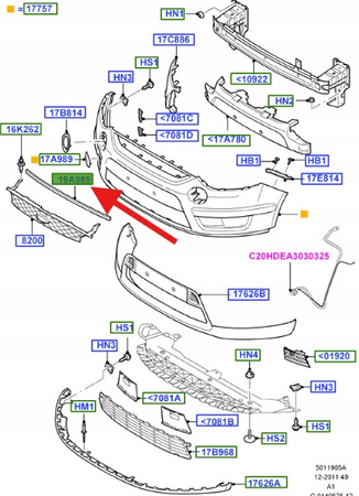 USZCZELKA ZDERZAKA MASKI S-MAX 2006- 2015 OE 1447931 _ 6M21-16D610-AC