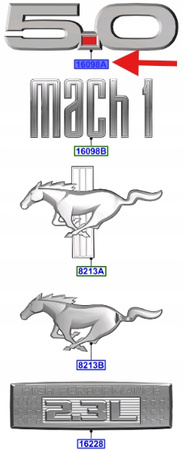 EMBLEMAT NAPIS 5.0 PRZÓD FORD MUSTANG 2015- OE 5311262 _ FR3B-16C148-ABSM