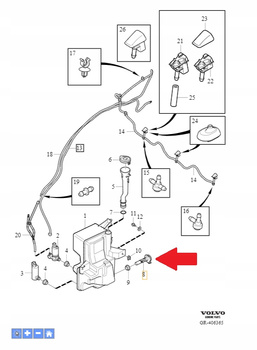 CZUJNIK POZIOMU PŁYNU SPRYSKIWACZY VOLVO V40 2013- CC XC90 16- OE 31276102