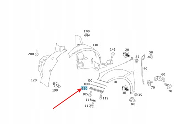 ŚLIZG UCHWYT ZDERZAKA LEWY PRZÓD MERCEDES B klasa W245 OE A1698850314