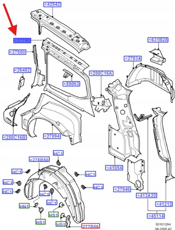 POSZYCIE BOCZNE WEWNĘTRZNE TYŁ PRAWE FORD FOCUS 1677424 _ 4M51-N27864-BC