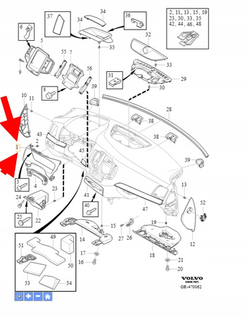 OSŁONA RAMKA LICZNIKA ZEGARÓW VOLVO XC90 2016- OEM/OE 39829149