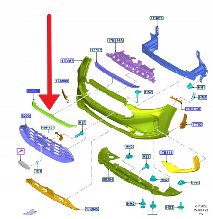 LISTWA ZDERZAKA PRZÓD CHROM FORD KUGA 2024- 2784545 _ PV4B-17F788-ABE