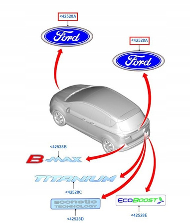 EMBLEMAT FORD FOCUS Mk2 08-11/C-MAX Mk2/B-MAX_1532603_8U5A-19H250-CA