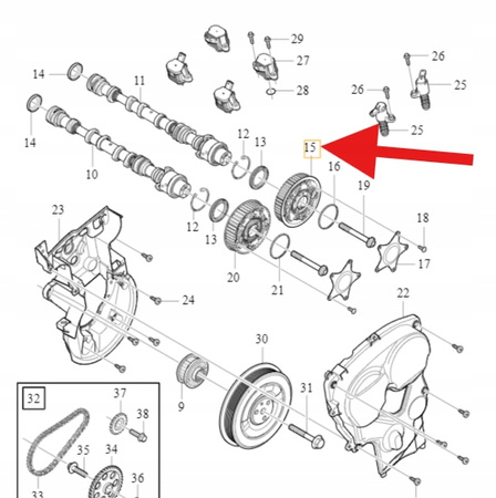 KOŁO ZMIENNYCH FAZ ROZRZĄDU SSĄCY 2.0 B4 VOLVO S60 XC60 XC90 OE 32298277