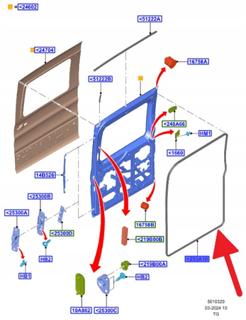 USZCZELKA DRZWI PRZESUWNCYH FORD TRANSIT 2014- OE 2417902 _ KK31-V253A10-DA