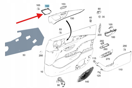 OSŁONA GŁOŚNIKA DRZWI LEWY PRZÓD MERCEDES CLS W257 GT W290 OE A2577271900