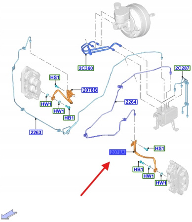 PRZEWÓD HAMULCOWY LEWY PRZÓD FORD MUSTANG 2017- 2197778 _ JR33-2B557-FA