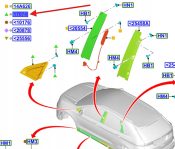 TRÓJKĄT LUSTERKA LEWY FORD EDGE Mk2 2015- 2086597 _ FT4B-17075-AF5JA6