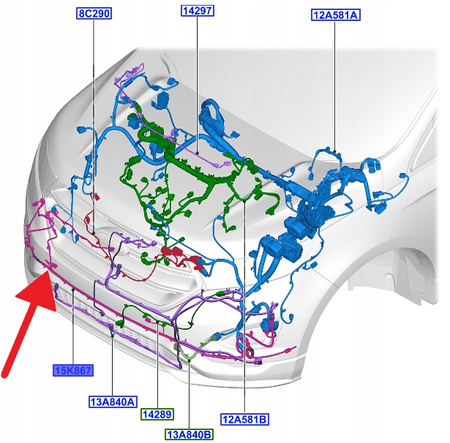 WIĄZKA CZUJNIKÓW PARKOWANIA PRZÓD EDGE 2016- OE 2357110 _ GT4T-15K867-KE