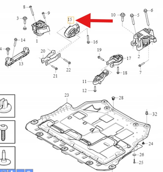 PRAWA DOLNA PODUSZKA SILNIKA 2.0 B4 D4 VOLVO XC40 EX40 2018- OE 32137250