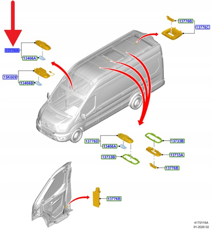 LAMPKA WNĘTRZA PODSUFITKI TRANSIT CUSTOM 2012- OE 2644991 _ MK2V-13776-AC