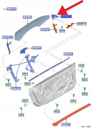 TRÓJKĄT DRZWI LEWY PRZÓD FORD MUSTANG 2015- OE 2345364 _ FR3B-6321471-AJ5