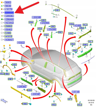 PRAWA LISTWA DRZWI PRZÓD FORD KUGA Mk2 2016- OE 2237652 _ GV4J-S20306-ADXW