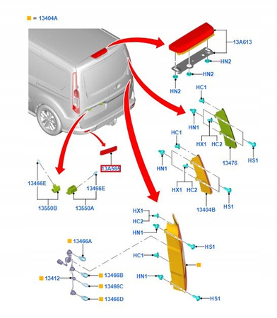 ODBLASK TYŁ LEWY FORD TRANSIT Mk7 Mk8 2014- CUSTOM CONNECT _ 1778456 _ BK21-515C0-AA