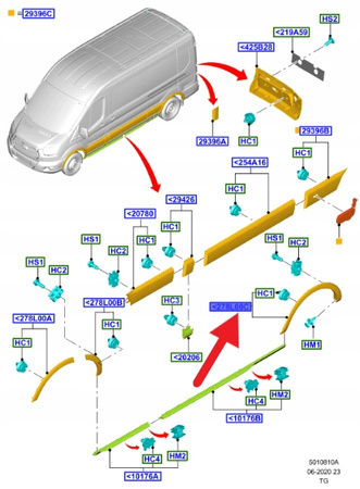 LISTWA BŁOTNIKA LEWY TYŁ FORD TRANSIT 2014- OE 1948509 _ BK31-V280K97-AH5C