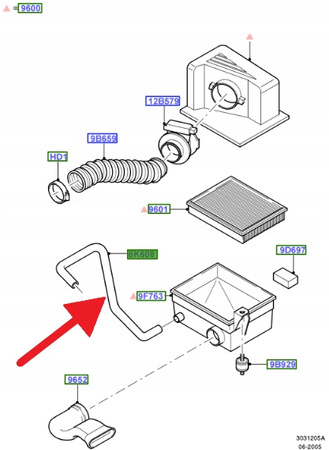 PRZEWÓD POWIETRZA ODMY 1.8 2.0 DURAT FOCUS CONNECT 1072325 _ 988F-6K608-AC