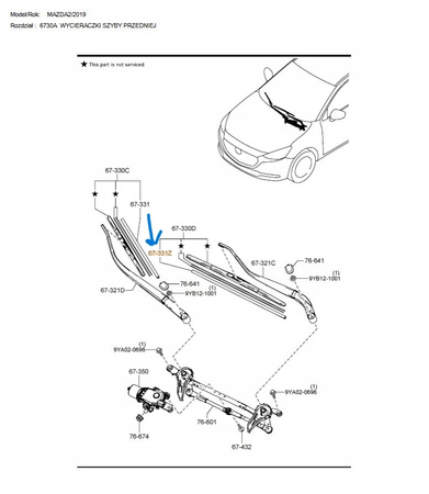 Guma pióro wycieraczki - Mazda 2 DJ_DB2M67333