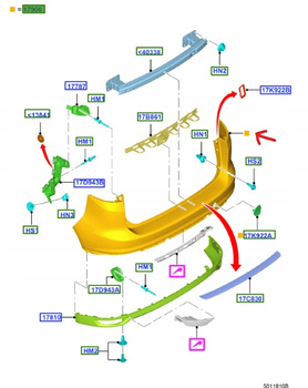 ZDERZAK TYŁ FORD C-MAX 2013- OE 1857318 _ AM51-17862-BDXWAA