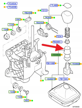 DŹWIGIENKA WYBIERAKA SKRZYNI MMT6 S-MAX GALAXY OE 1420340 _ 6G9R-7E096-AA