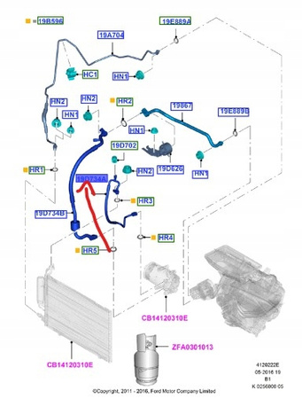 PRZEWÓD KLIMATYZACJI SKRAPLACZ-KOMPRESOR FORD FIESTA Mk7 2011-2012 _ 1747444 _ AP31-19972-DA