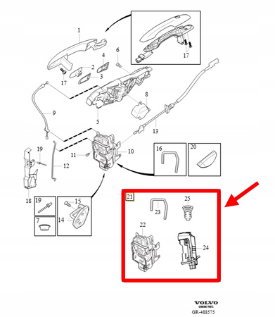 ZAMEK DRZWI LEWY PRZÓD VOLVO XC90 2016- XC60 XC40 V90 S90 OEM/OE 32353629