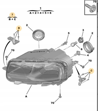 Zestaw naprawczy reflektora Citroen C4 Cactus OE 1611288080